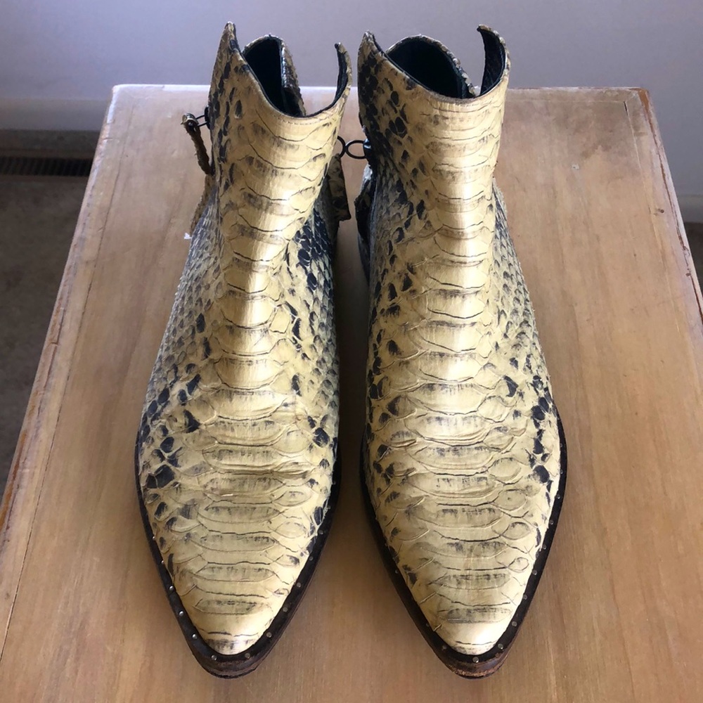 Freda Salvador Snakeskin Booties, EUC, Size 7